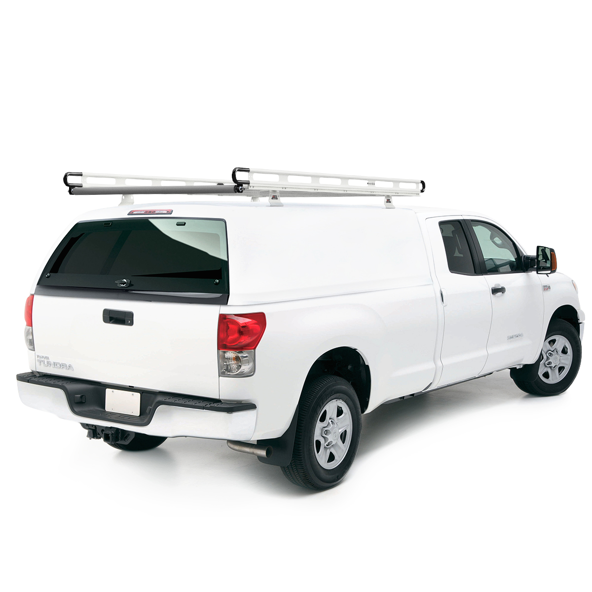 Pickup Truck Cap Topper 2 Cross Bar Ladder Roof Van Rack Adjustable Steel White